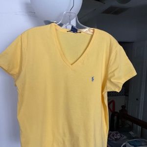 Polo by Ralph Lauren sportyellow v-neck t-shirt, size large